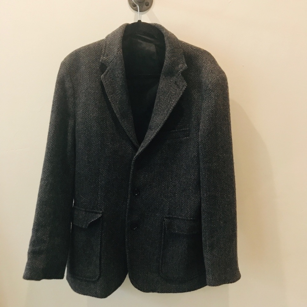 J Crew Black And Gray Blazer 100% Wool!
